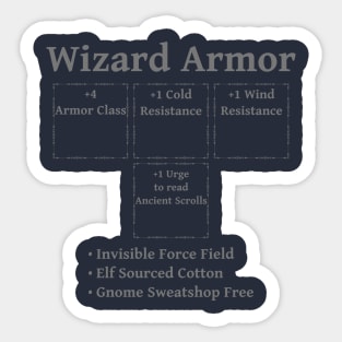 Wizard Armor: Role Playing DND 5e Pathfinder RPG Tabletop RNG Sticker